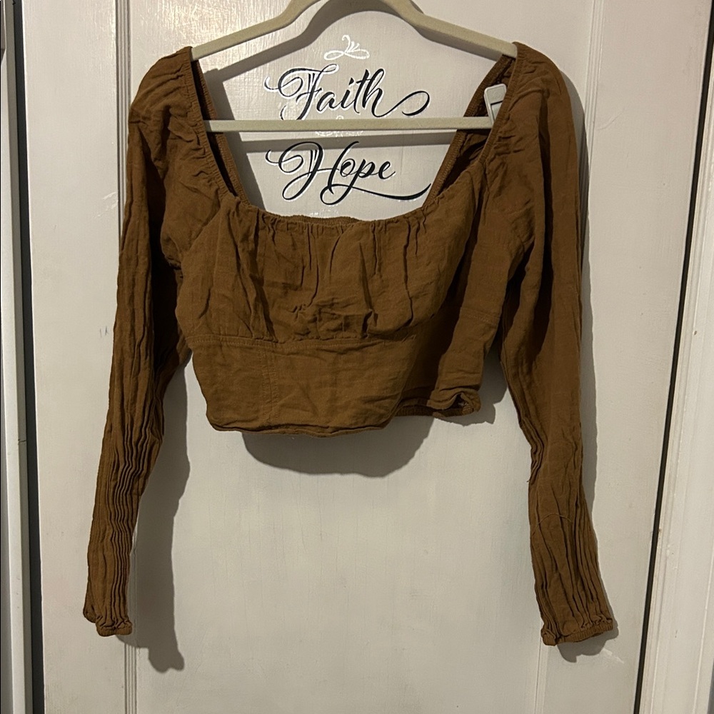 Wild Fable Tan Long Sleeve Blouse